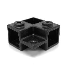 Doos Hoekstuk doorlopende staander met lip - zwart - vierkant - 25 mm